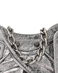 Metallic Agneau Arena Le Cagole Chain Shoulder Bag XS Silver
