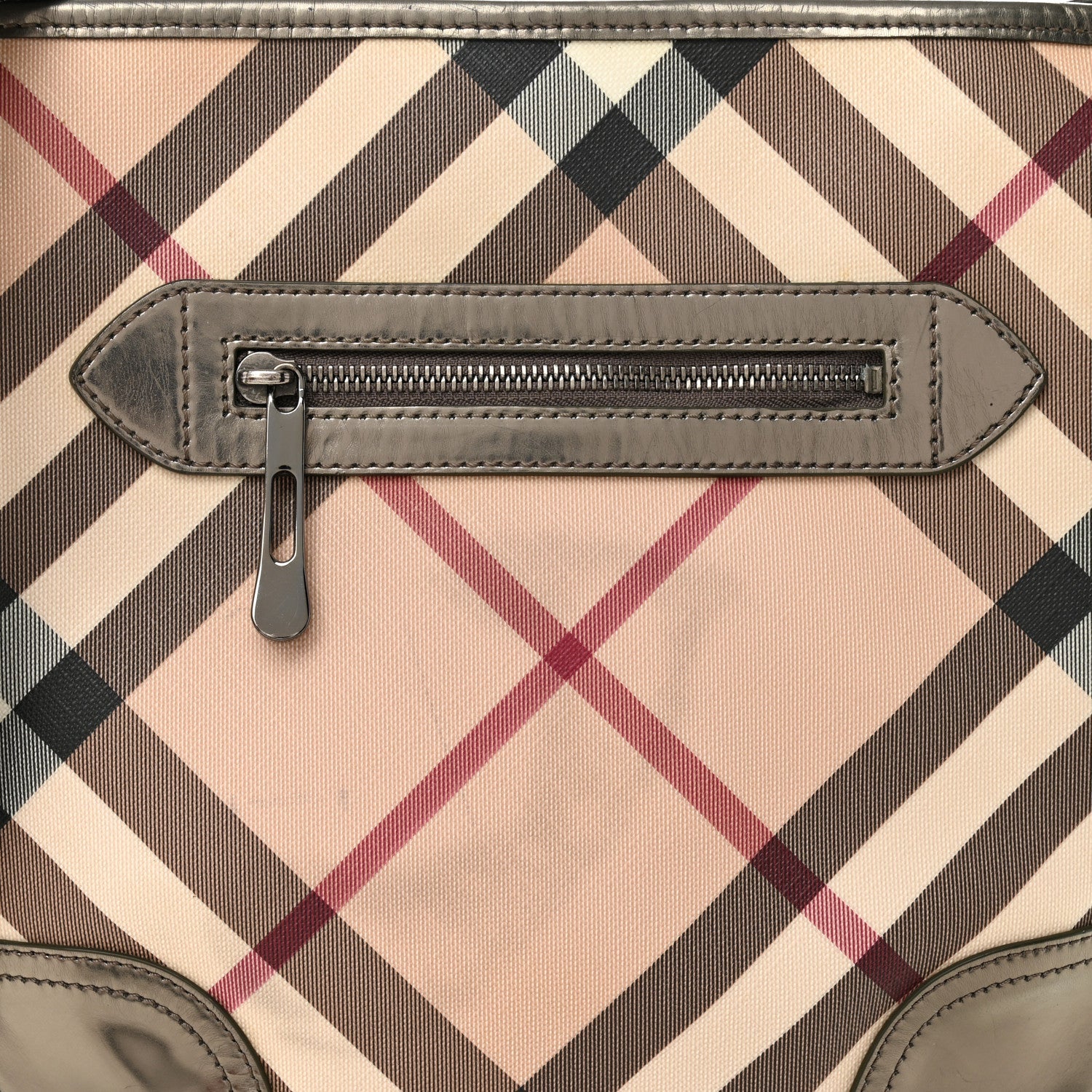 Patent Nova Check Dryden Crossbody Bag Pewter