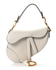 Grained Calfskin Mini Saddle Bag White