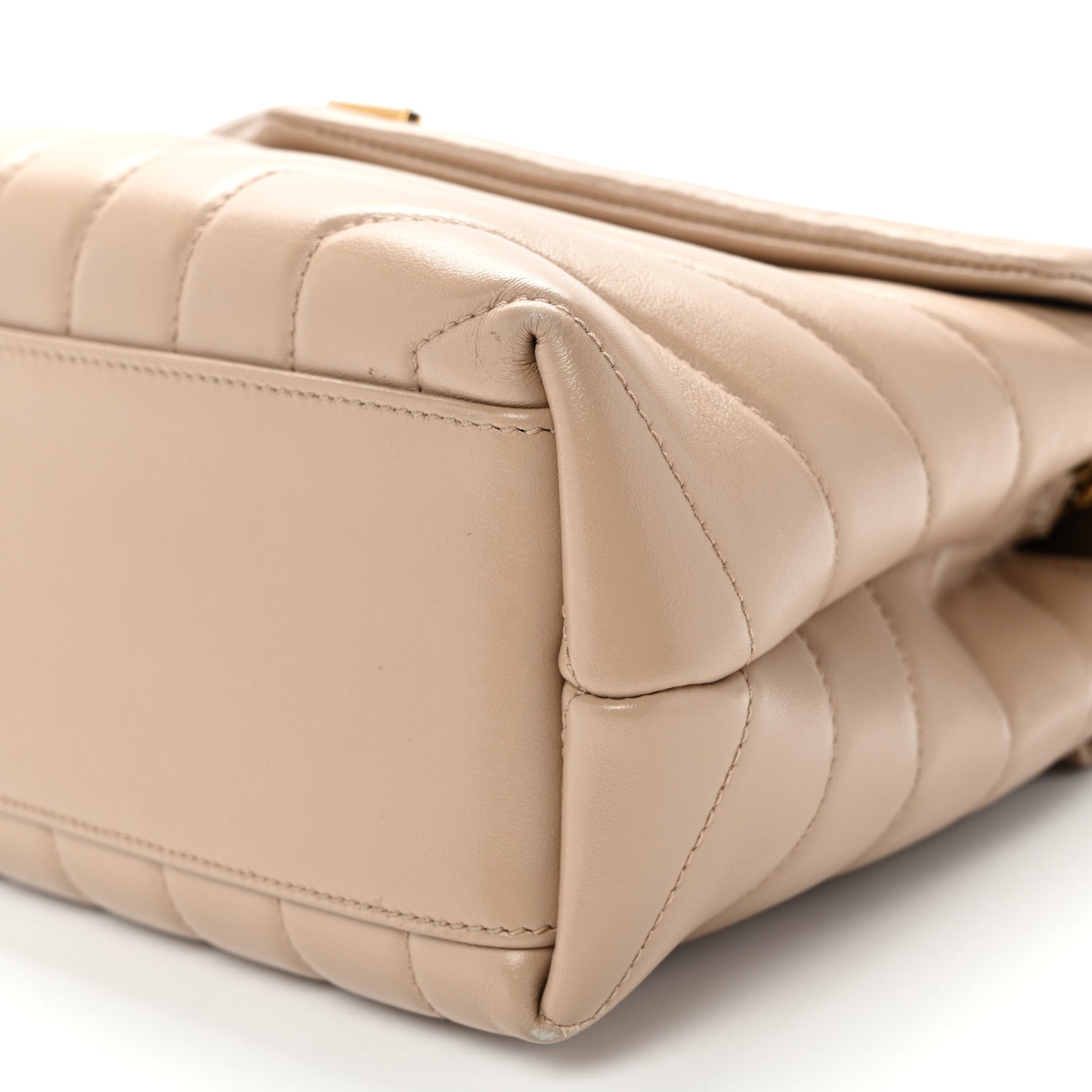 Calfskin Y Quilted Monogram Small Loulou Chain Satchel Dark Beige
