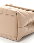 Calfskin Y Quilted Monogram Small Loulou Chain Satchel Dark Beige