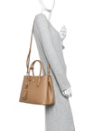 Saffiano Cuir Small Double Bag Caramel