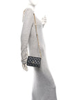Lambskin Quilted CC Pearl Enamel Clutch on Chain WOC Black