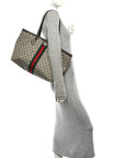 GG Supreme Monogram Medium Ophidia Shopping Tote Brown