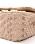 Braided Raffia Quilted Mini Rectangular Flap Dark Beige