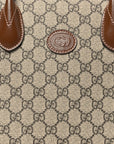 GG Supreme Monogram Azalea Calfskin Small Retro Interlocking G Tote Bag Beige Ebony Brown Sugar