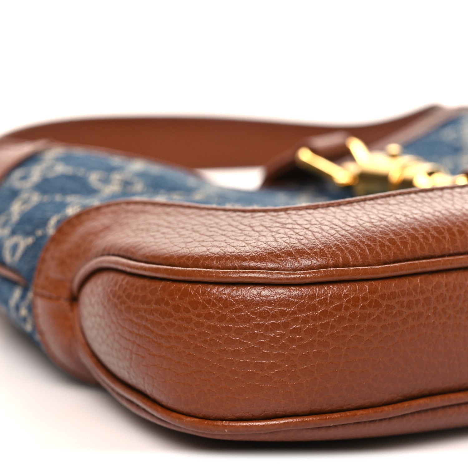 New Denim GG Monogram Calfskin Small Jackie 1961 Hobo Blue Tea Cuir