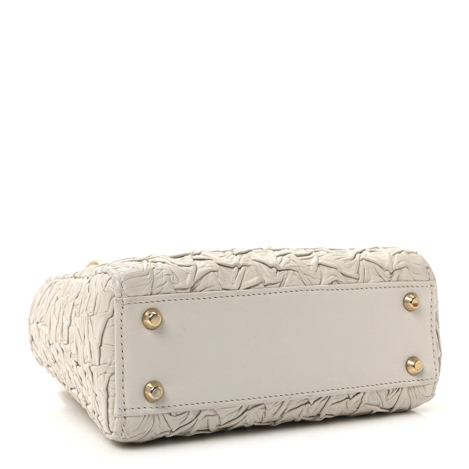 Lambskin Gathered Mini Lady D1OR White