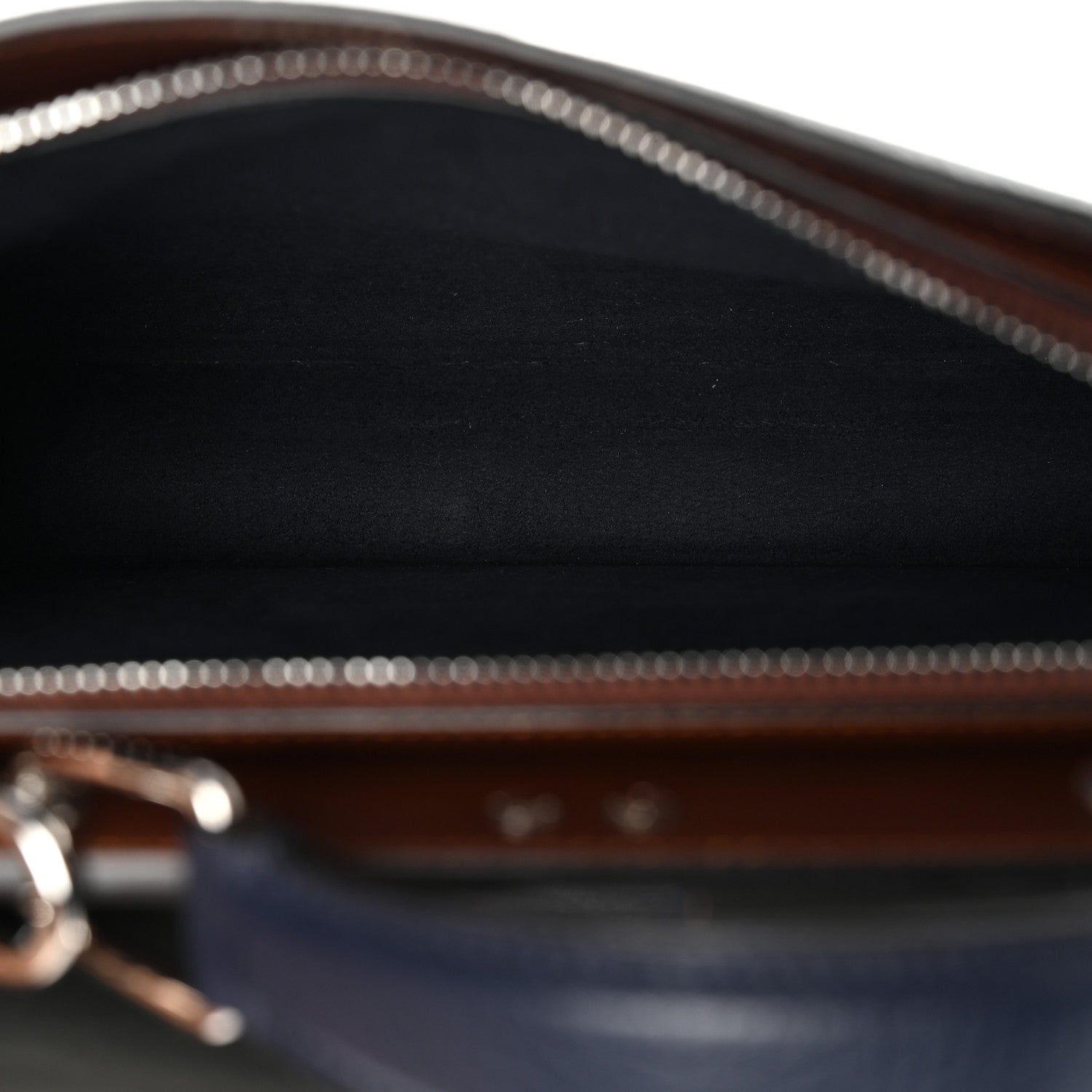 Cuoio Romano Vitello Cover Glazed Fabric Bi-Color FF 1974 Mini Peekaboo I SEE U Satchel Blue Dark Brown Tobacco Moro