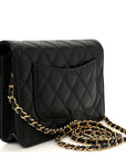 Caviar Quilted CC Turnlock Wallet On Chain WOC Black