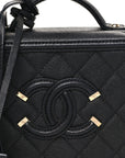 Caviar Quilted Small CC Filigree Vanity Case Black