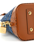Denim Calfskin Reverse Monogram Malletage Alma BB Blue