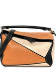 Calfskin Small Puzzle Bag Amber Light Oat Black