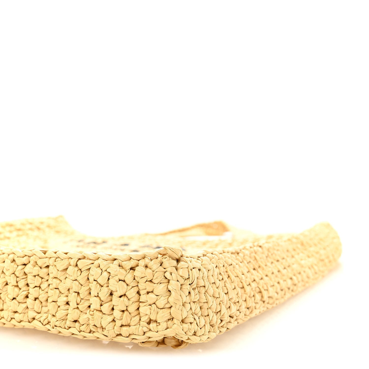 Yarn Raffia Effect Crochet Logo Embroidered Tote Bag Naturale
