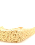Yarn Raffia Effect Crochet Logo Embroidered Tote Bag Naturale