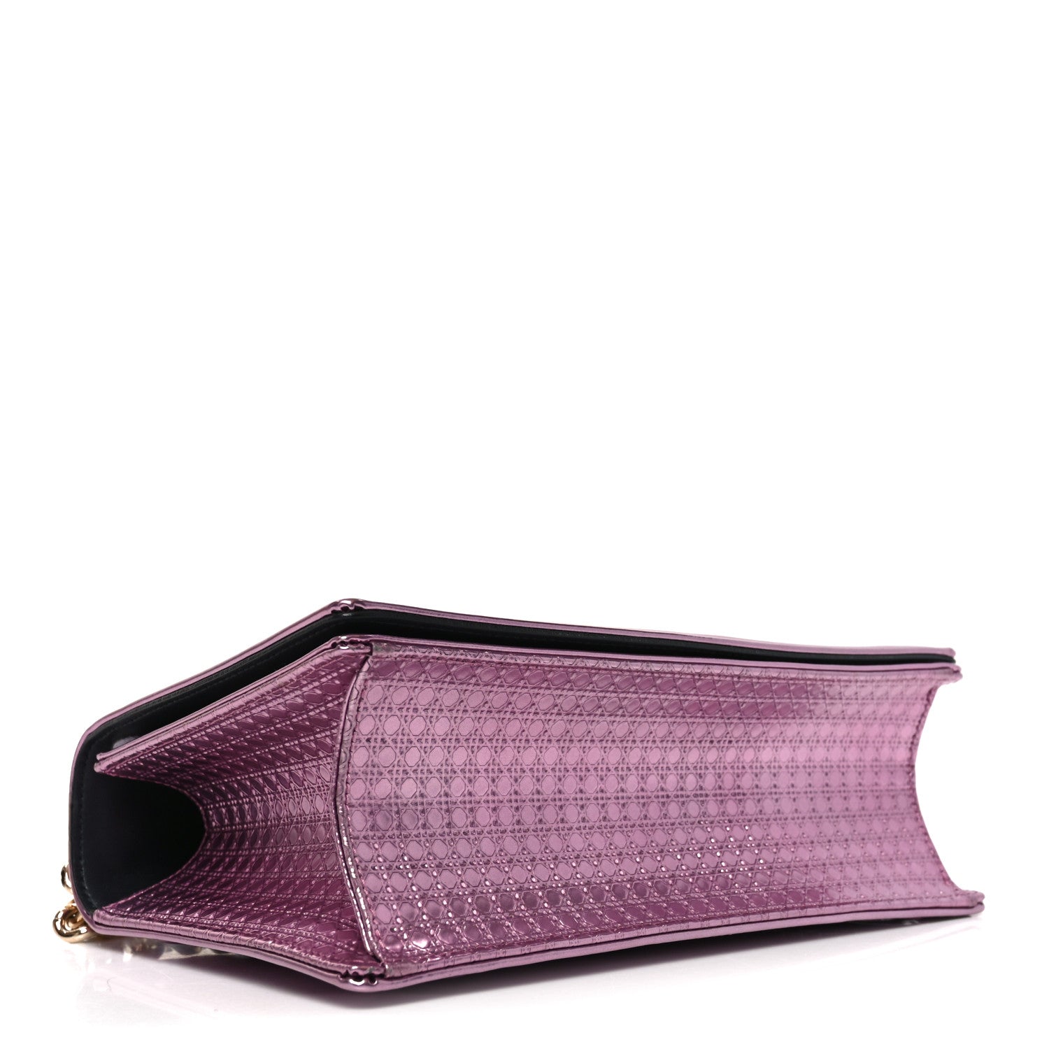 Metallic Patent Micro-Cannage Medium D1ORama Flap Bag Pink