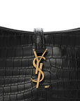 Calfskin Crocodile Embossed Le 5 A 7 Hobo Black