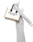 Linen Calfskin Small Rive Gauche Tote Greggio Natural