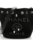 Canvas Deauville Drawstring Bucket Bag Black