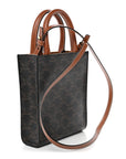 Triomphe Canvas Calfskin Mini Vertical Cabas Tan