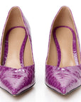 Gloss Calfskin Crocodile Embossed Punta Wedge Heels 40 Venom