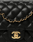 Caviar Quilted Medium Double Flap Black