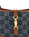New Denim GG Monogram Calfskin Mini Jackie 1961 Hobo Blue Tea Cuir