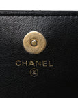 Lambskin Quilted Coco Clips Mini Wallet On Chain WOC Black