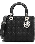 Grained Calfskin Cannage Medium Lady D1OR Black