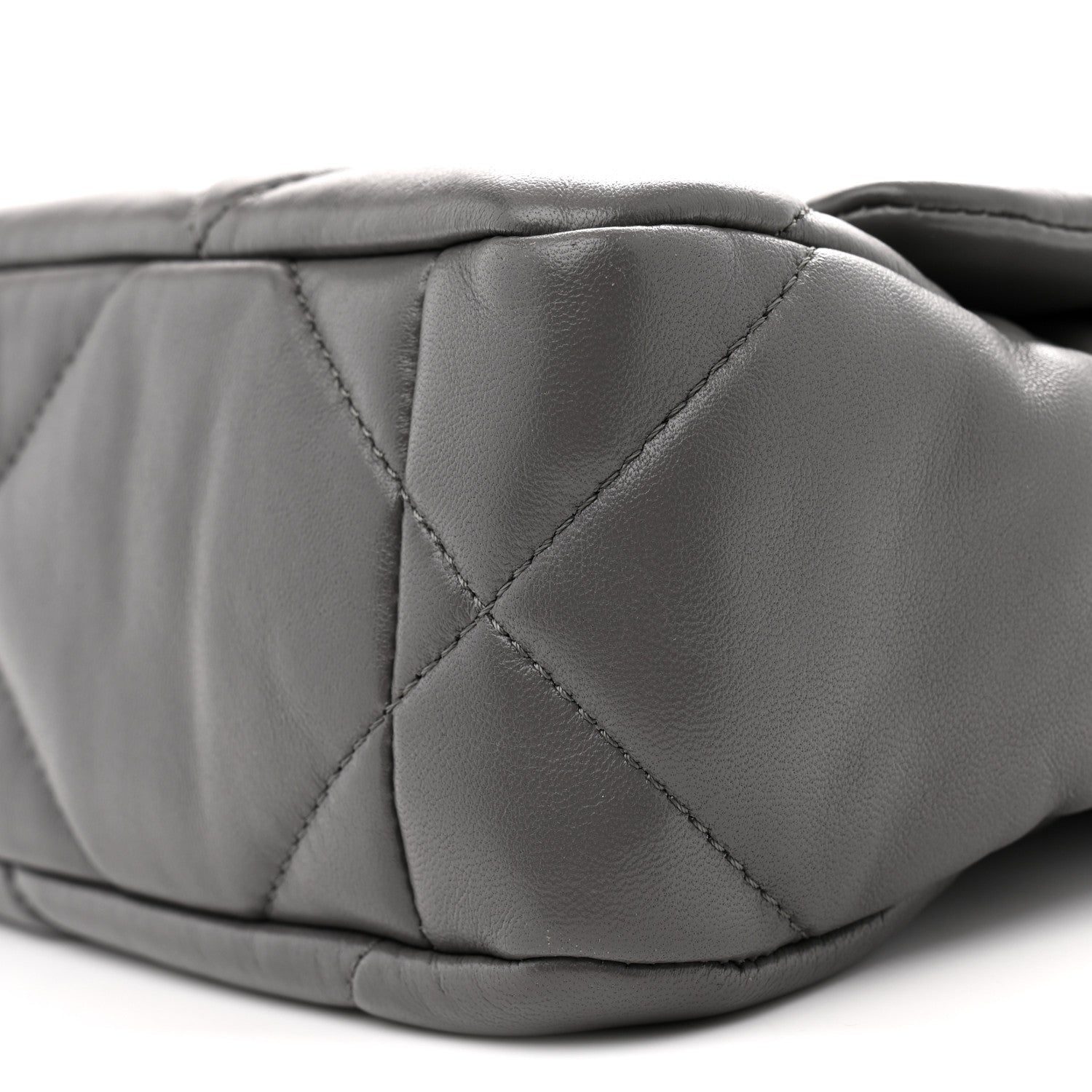 Lambskin Quilted Medium CHNL 19 Flap Dark Grey