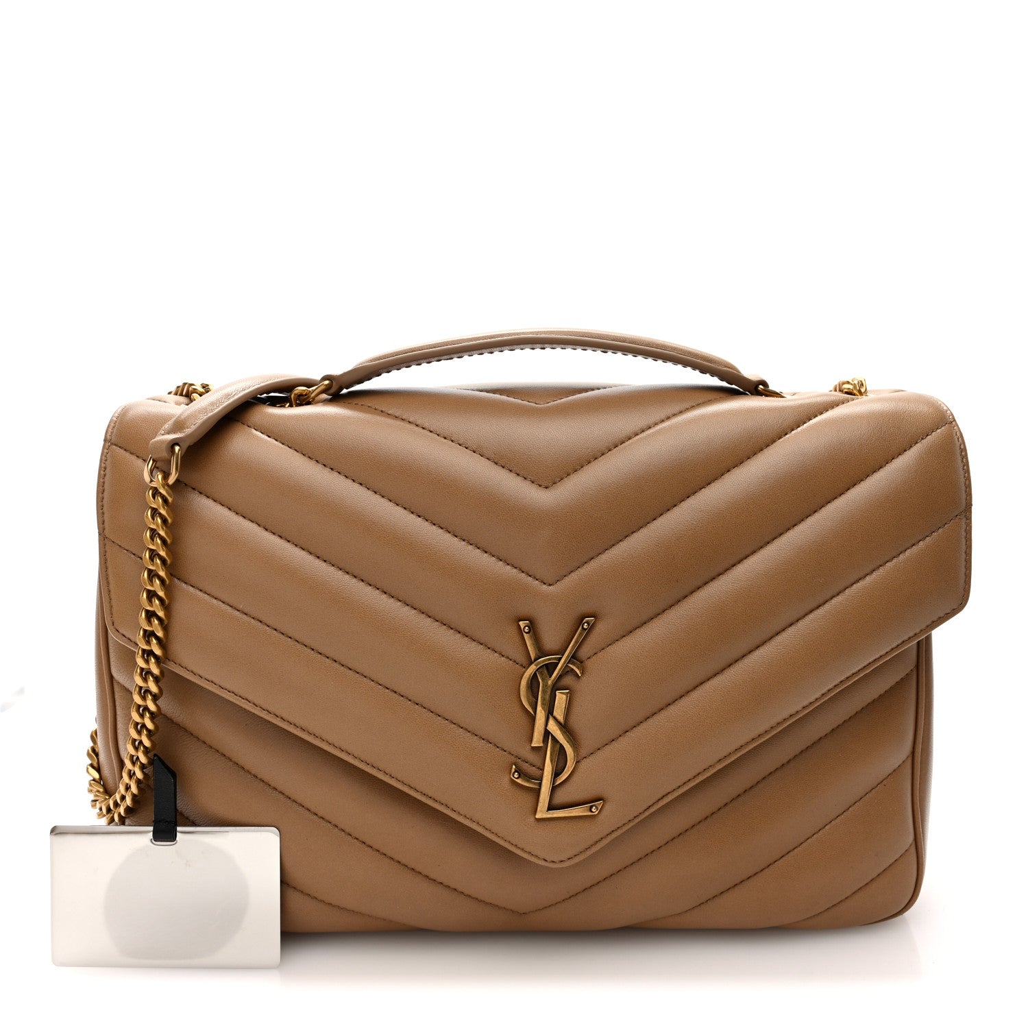 Lambskin Chevron Quilted Large LouLou Natural Tan