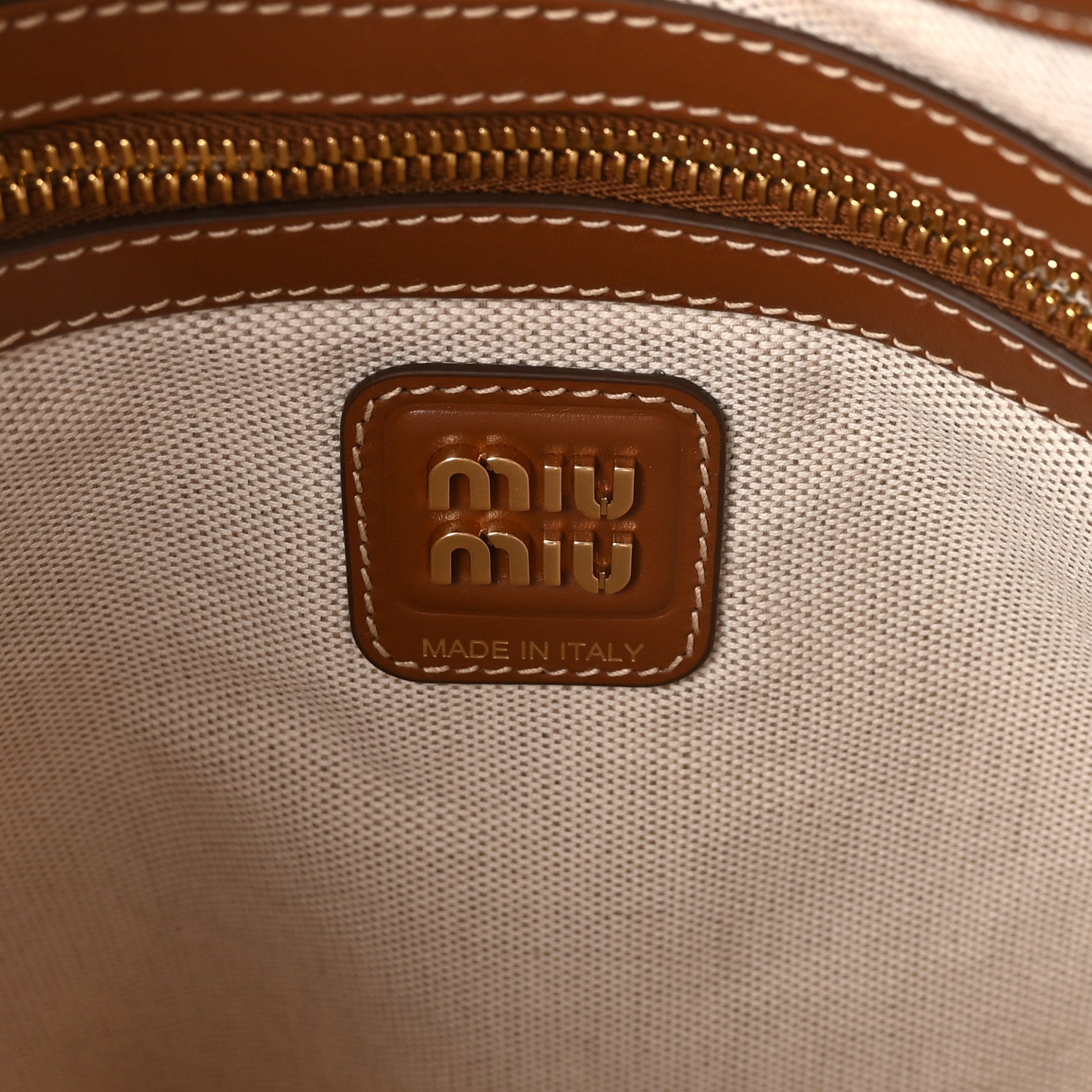 Canvas Calfskin Striped Ivy  Cacao Naturale