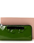 Patent Bow Flap Wallet Green Black