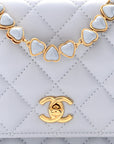 Lambskin Quilted Hearts CC Wallet On Chain WOC Light Blue