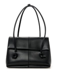Calfskin Medium Falcon Shoulder Bag Black