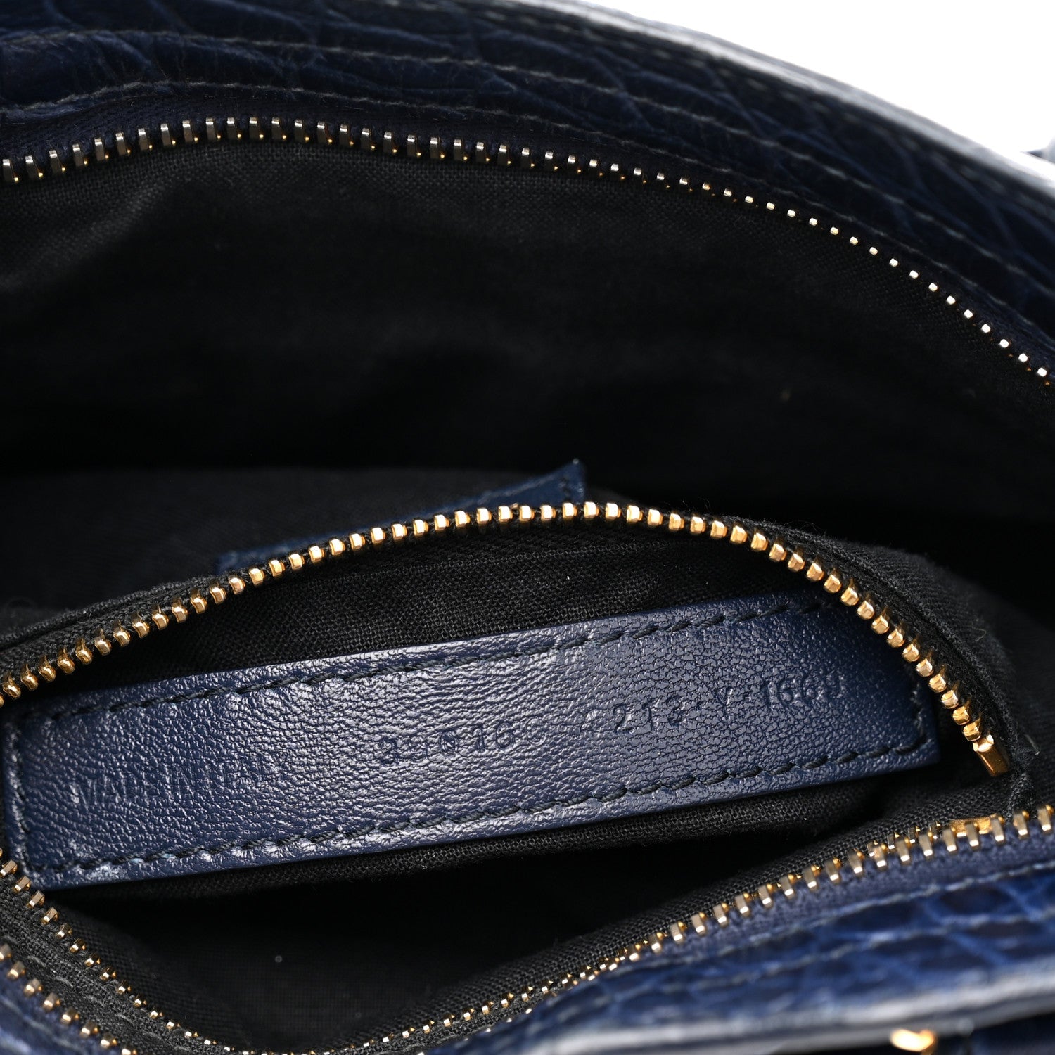 Calfskin Crocodile Embossed Gold Metallic Edge Hardware Mini City Bleu