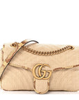 Raffia Elaphe Matelasse Small GG Marmont Shoulder Bag Natural Cream Brown