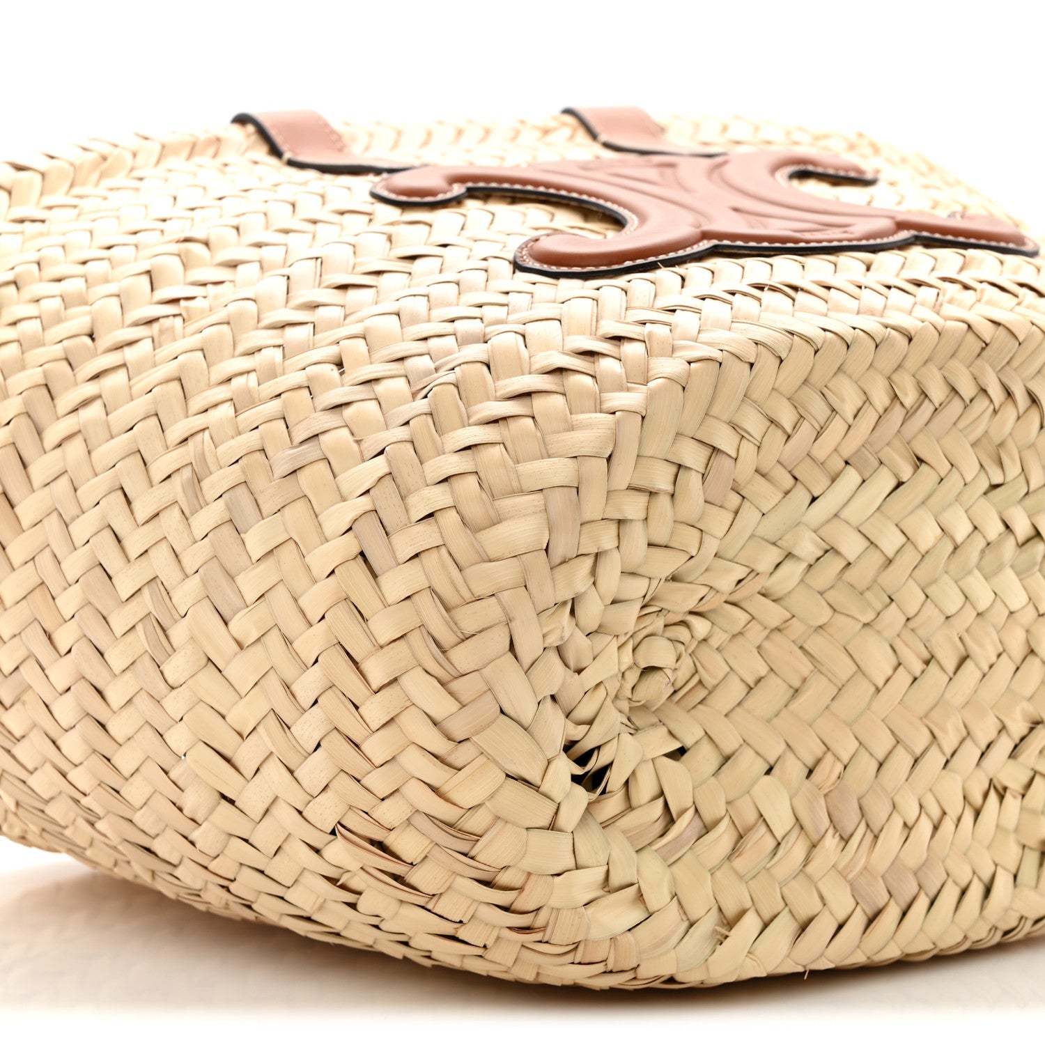 Raffia Calfskin Triomphe Teen Panier Tan