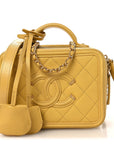 Caviar Quilted Small CC Filigree Vanity Case Yellow