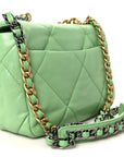 Goatskin Quilted Medium CHNL 19 Flap Light Green