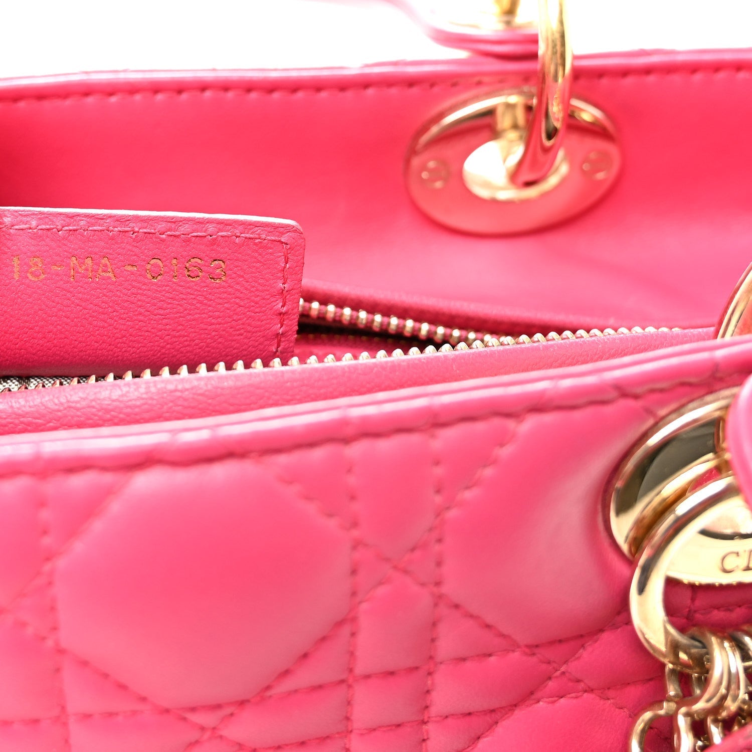 Lambskin Cannage Medium Lady D1OR Pink