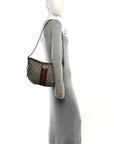 GG Supreme Monogram Web Small Ophidia Half Moon Hobo Brown
