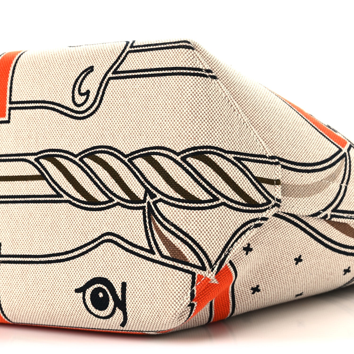 H Plume Canvas Swift Printed Quadrige au Fil Steeple 25 Bag Gris Beige Ecru Beige Gold