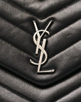 Calfskin Y Quilted Monogram Large Loulou Chain Satchel Black