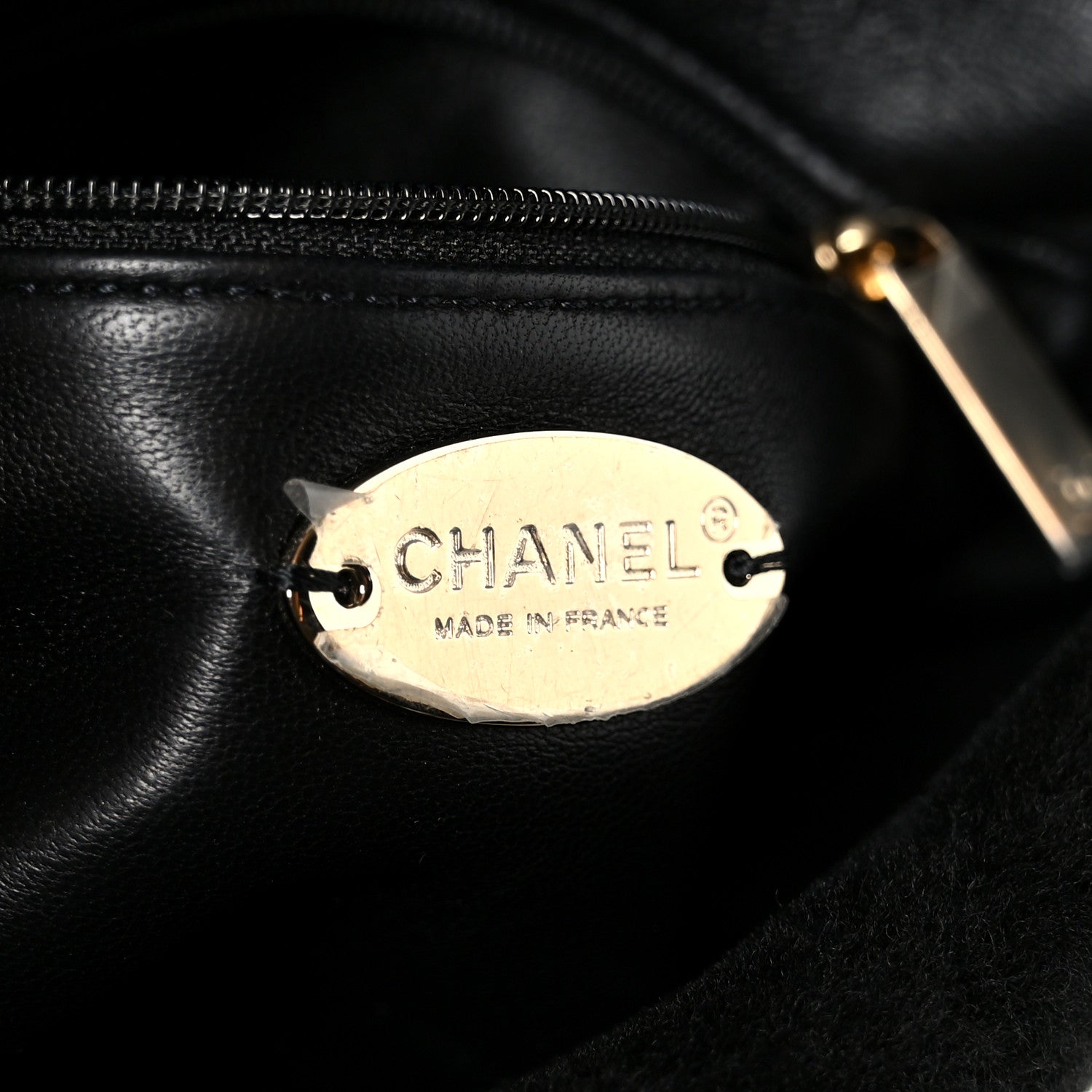 Shearling Lambskin Crystal Strass Flap Black