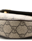 GG Supreme Monogram Textured Dollar Calfskin Web Mini Ophidia Envelope Shoulder Bag Beige Ebony