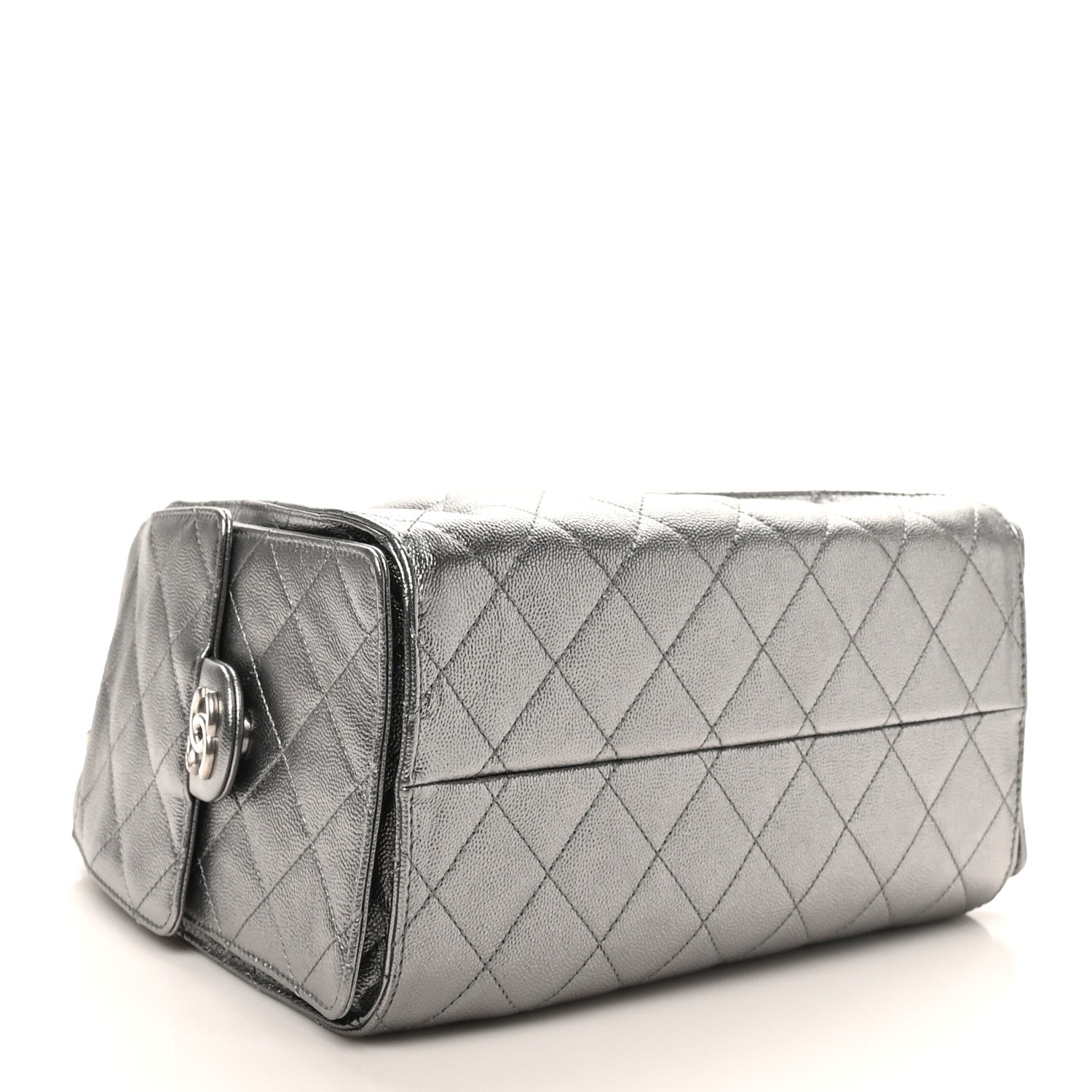 Metallic Caviar Quilted Small CHNL 25 Handbag Anthracite