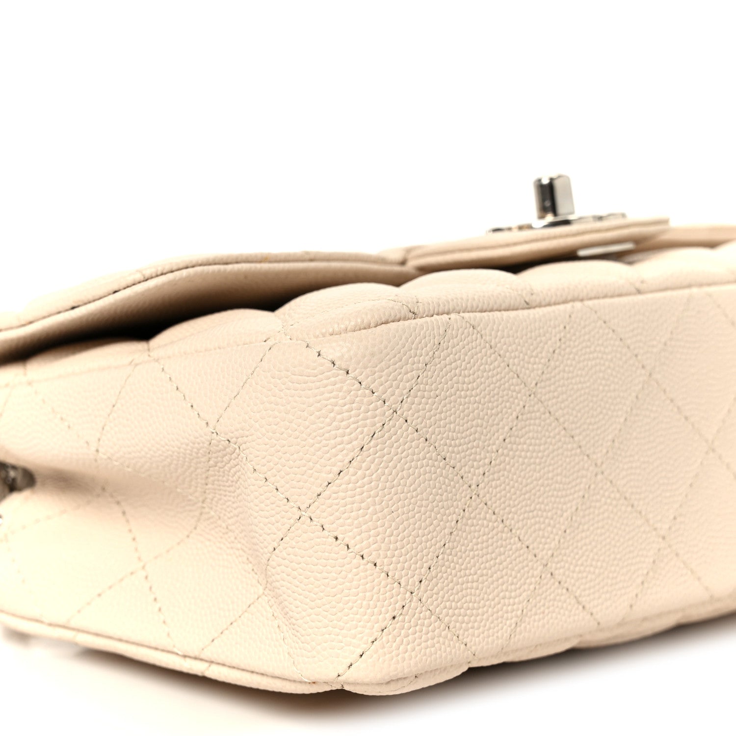 Caviar Quilted Mini Rectangular Flap Light Beige