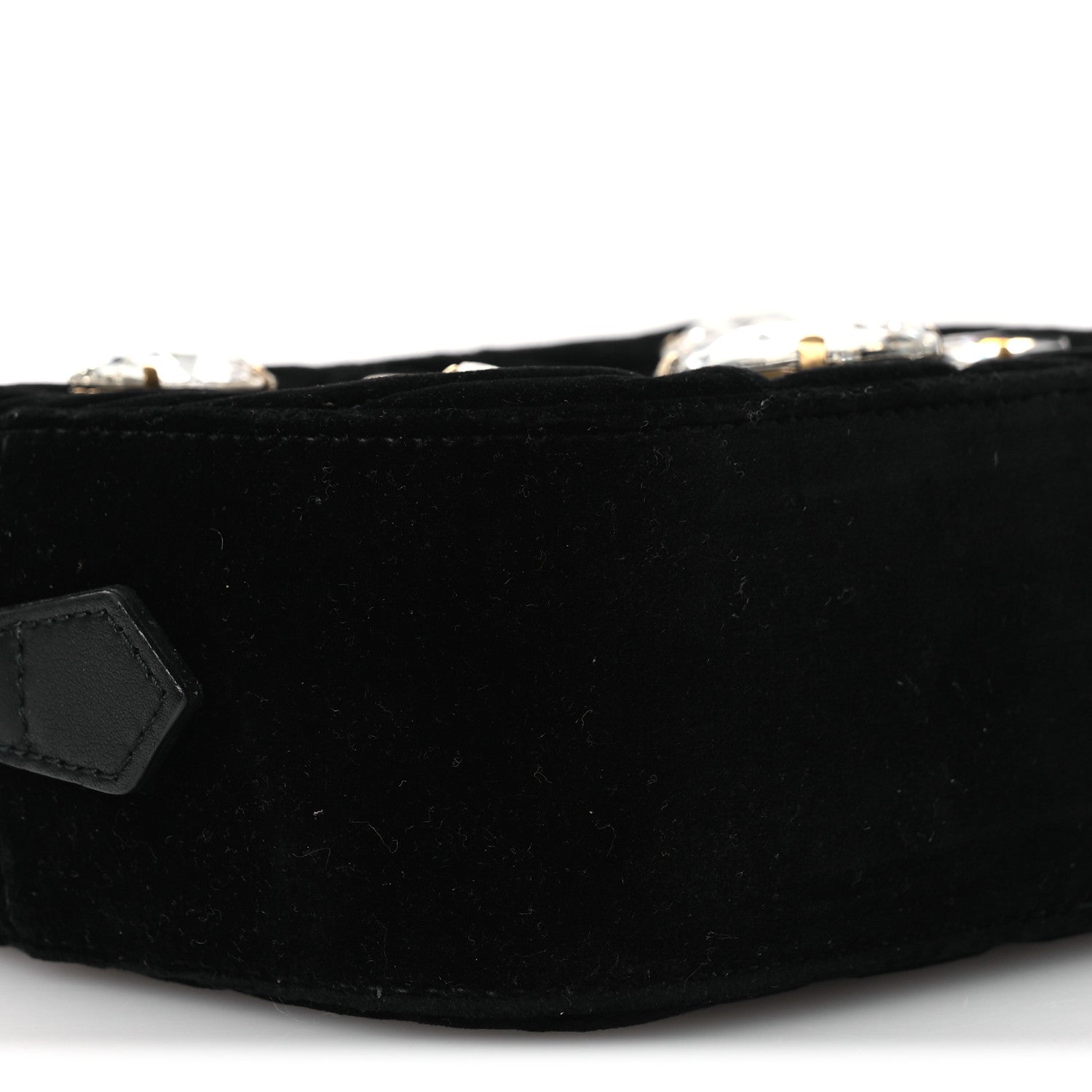 Velvet Matelasse Marquise Crystals Mini GG Marmont Chain Shoulder Bag Black