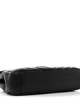 Sheepskin Matelasse Chevron Monogram Monochrome Medium College Bag Black